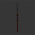 Ornate Fantasy Sword With Golden Accents Blue Gemstones And Red Hilt