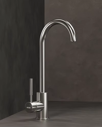 Sleek Modern Stainless Steel Kitchen Faucet With Tall Spout And Polished Finish 3d model