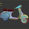 Light Blue Classic Scooter With Black Seat And Shiny Wheels On Dark Background