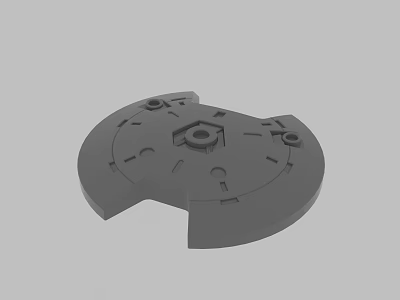 Gray Circular Mechanical Component 3D Model With Hexagonal Center Small Holes And Notches 3d model