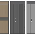 Stylish Security Doors With Brown Gray Beige Panel Designs And Modern Handles 3d model
