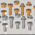 Various Metal Bolts And Nuts With Different Types Shapes And Finishes