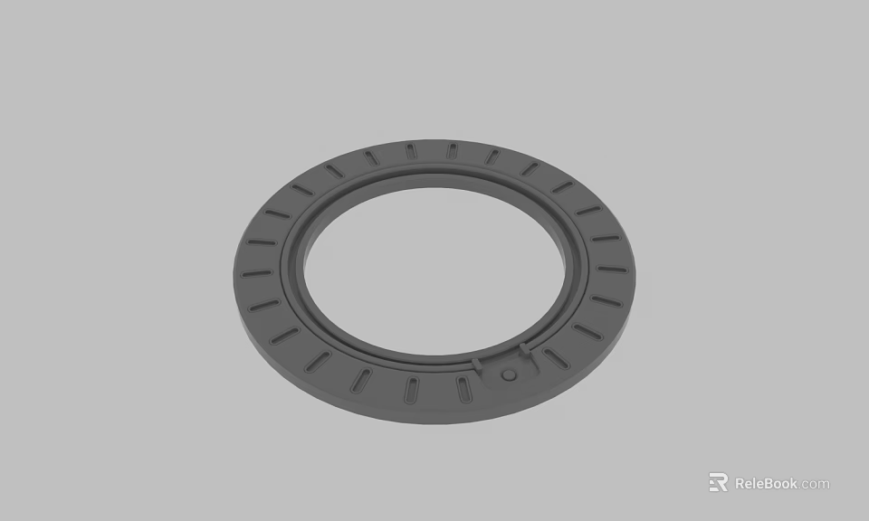 Gray Circular Rubber Seal Ring With Grooved Surface For Machinery Use 3d model