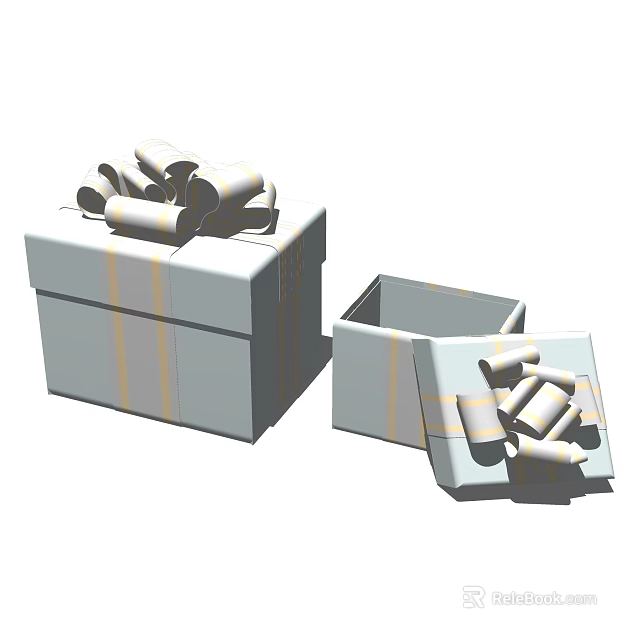 Open and Closed Gift Boxes with Decorative Ribbons for Daily Use 3d model