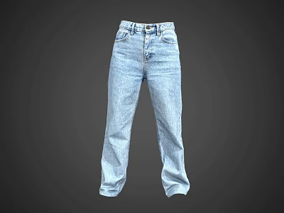 Light Blue Straight Leg Jeans For Casual Everyday Wear Fashion Style 3d model
