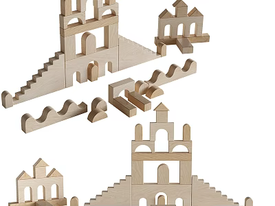 Wooden Building Blocks For Creative Castle Staircase And Arch Construction 3d model