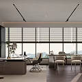 Modern Office Interior With Large Windows Work Desks Ergonomic Chairs And Green Plants