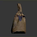 Handcrafted Brown Handbag With Colorful Dotted Patterns And Blue Trim Handles