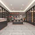 Modern Tobacco and Alcohol Store Interior Design With Display Cabinets Shelves and Liquor Tobacco Products