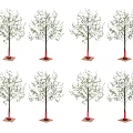 Multiple Arbor Trees With Red Trunks Square Base And Green Foliage 3d model