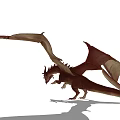 Red Mythical Flying Dragon with Spread Wings and Detailed Scales in Standing Posture