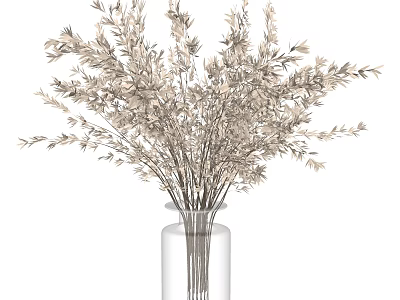 Elegant Clear Glass Vase With Natural Dried Flower Arrangement For Home Decor 3d model
