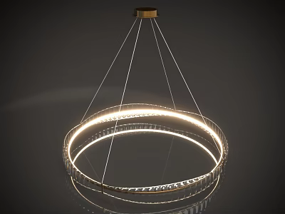 Modern Ring Chandelier Design With Illuminated LED Strips And Metal Hanging Frame For Interior Lighting 3d model