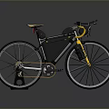 Modern Bicycle with Black Frame Yellow Saddle and Stylish Design Features 3d model