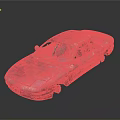 Pink Sedan Car With Textured Surface And 3D Model On Dark Background