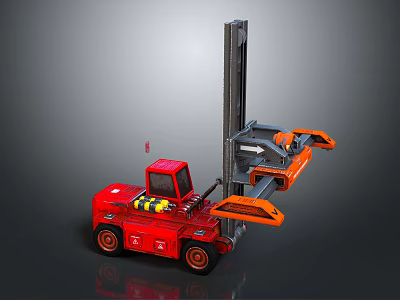 Red Industrial Forklift With Hydraulic Lifting Mechanism And Operator Cabin 3d model