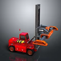 Red Industrial Forklift With Hydraulic Lifting Mechanism And Operator Cabin