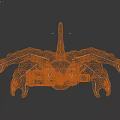 Giant Mutant Creature With Gray Blue Skin Outstretched Arms Fierce Expression And Mechanical Device