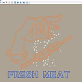 Neon Decorative Light With Hand Shaped Design Skewer Element Light Dots And Fresh Meat Text