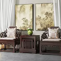 Chinese Casual Sofa Combination Single Sofa Combination 3d model