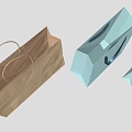 Brown Paper And Light Blue Shopping Bags With Sturdy Handles For Daily Use