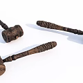 Three Wooden Handle Hammers As Essential Hardware Tools For DIY Projects 3d model