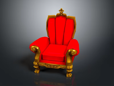 Ornate Red And Golden Classical Chair With Carved Armrests Decorative Backrest And Elegant Legs 3d model