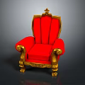 Ornate Red And Golden Classical Chair With Carved Armrests Decorative Backrest And Elegant Legs