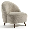 Modern Beige Single Sofa With Textured Plush Fabric And Wooden Legs Design