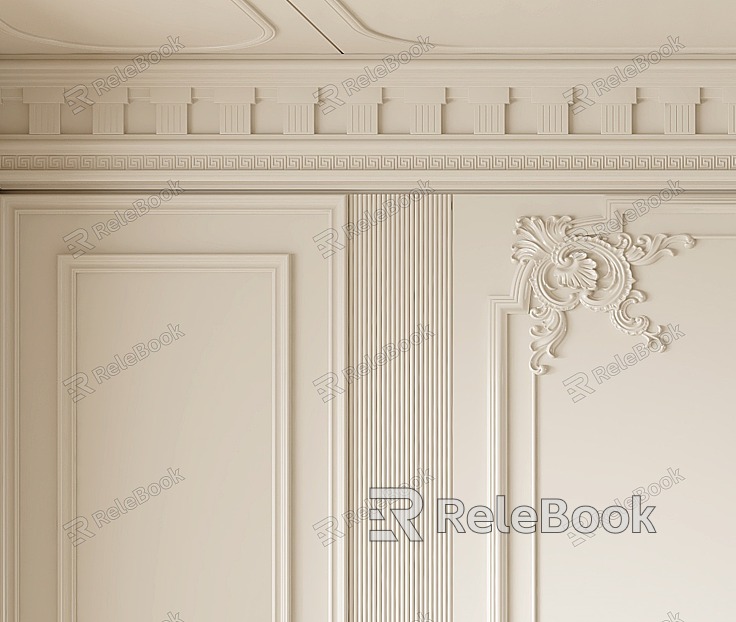 French plaster line ceiling line wall footline wall panel carved model