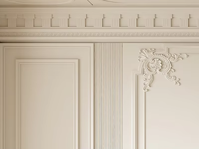 Elegant Plaster Molding Decoration On Wall 3d model