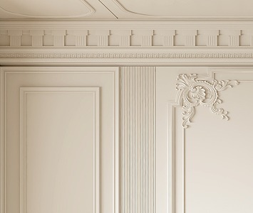 French plaster line ceiling line wall footline wall panel carved 3d model