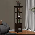 Wooden Tiered Flower Stand With Potted Plants And Drawer In Living Room