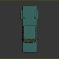 Detailed Turquoise Pickup Truck Model On Dark Background With Reflection