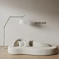 Modern Beige Multi Seater Sofa With Floor Lamp And Poliform Wall Sign