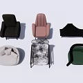 Modern Single Seater Sofas in Black Pink Beige Green with Stylish Armrests and Backrests