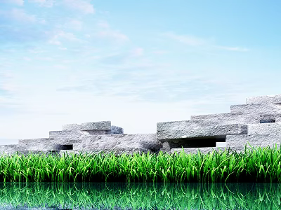 modern grass flowers 3d model