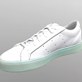 White Casual Sneakers With Light Green Sole And Breathable Perforations