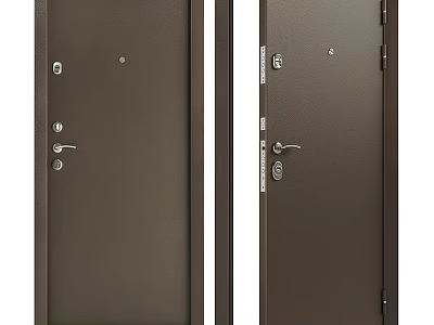 Modern Metal Swing Door With Security Lock And Sleek Exterior Design 3d model