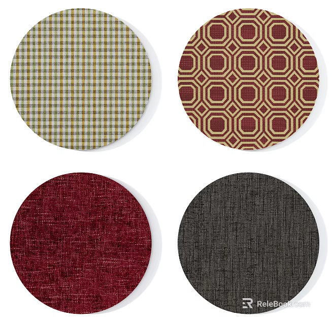 Round Rugs With Assorted Patterns And Textured Fabric In Different Colors 3d model