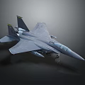 Gray Fighter Jet Model With Twin Tail Fins And Weapon Attachments On Dark Background