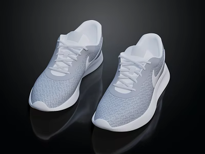 Pair of White and Gray Mesh Running Shoes With Lightweight Design For Athletic Activities 3d model