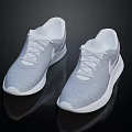 Pair of White and Gray Mesh Running Shoes With Lightweight Design For Athletic Activities