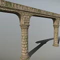 Ancient Stone Arched Gallery Structure With Carved Columns And Masonry Archways 3d model