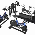 Modern Black And Silver Fitness Equipment Including Exercise Bikes Treadmill And Machines