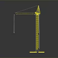 Yellow Tower Crane with Tall Lattice Structure for Construction Site Heavy Lifting Operations