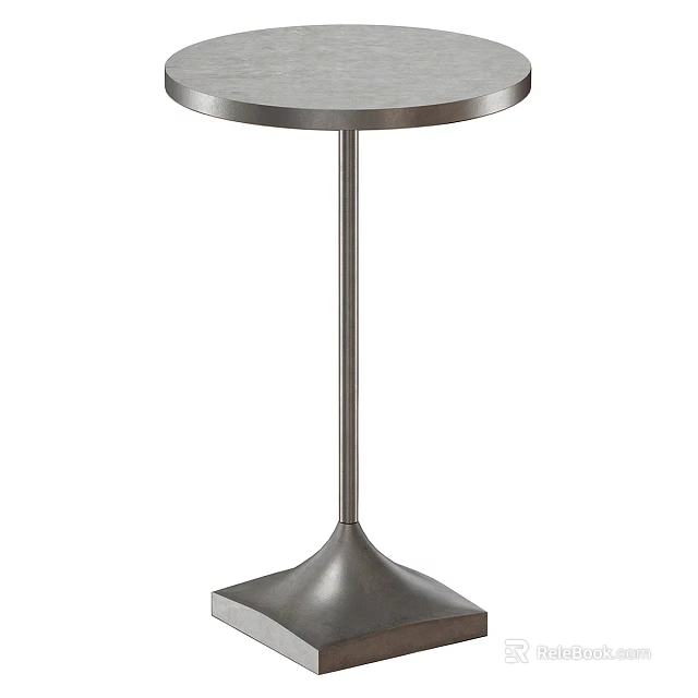 Modern Side Table With Circular Top And Metal Column Conical Base 3d model