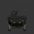 Armored Military Vehicle With 6x6 Wheels Roof Mounted Weapon And Communication Antennas