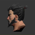 Man With Spiky Black Hair Thick Beard And Fierce Expression