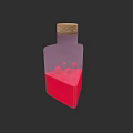 Elegant Perfume Cosmetic Container With Transparent Bottle Cork Stopper And Red Liquid Bubbles